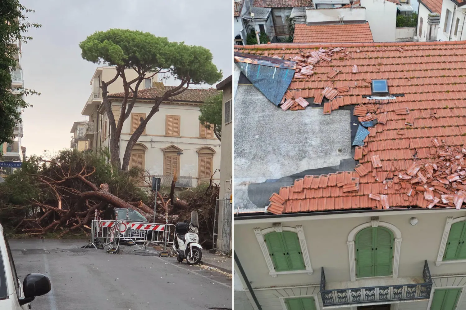 Impressionante cella temporalesca sulla Toscana: trombe d'aria, alberi abbattuti e grandine gigante tra Viareggio e la Versilia